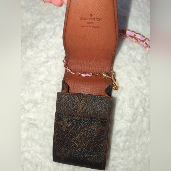 Louis Vuitton Brown Monogram Clutch with Pink Chain - Picture 5 of 9